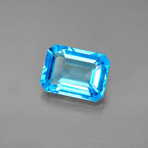 Topázio azul natural 1,91ct, corte esmeralda, VVS