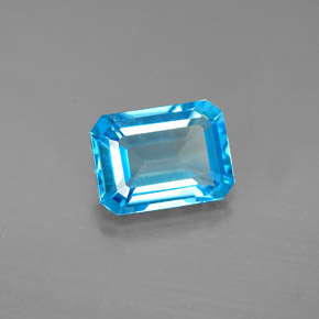 Topázio azul natural 1,91ct, corte esmeralda, VVS
