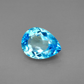 Topázio azul natural 2,78ct, formato de pêra, VVS