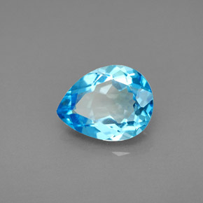 Topázio azul natural 2,78ct, formato de pêra, VVS