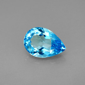 Topázio azul natural 2,13ct, formato de pêra, VVS
