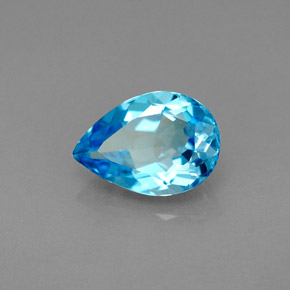 Topázio azul natural 2,13ct, formato de pêra, VVS