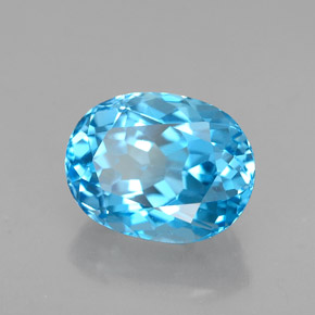 Topázio azul natural 2,98ct, corte oval, VVS