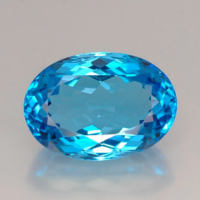 Topázio azul natural 25,42ct, corte oval, IF