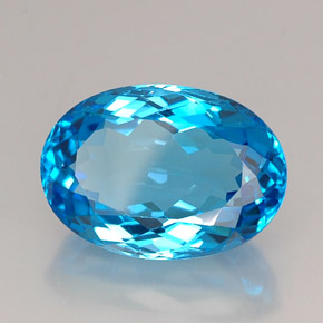 Topázio azul natural 25,42ct, corte oval, IF