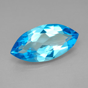 Topázio azul natural 6,46ct, marquise, VVS-VS