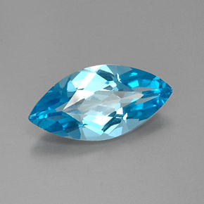 Topázio azul natural 5,78ct, marquise, VVS