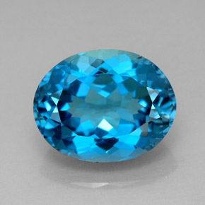 Topázio azul natural 7,73ct, corte oval, VVS