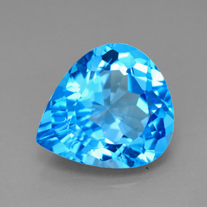 Topázio azul natural 7,72ct, formato de pêra, VVS