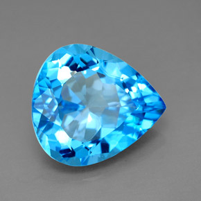 Topázio azul natural 7,72ct, formato de pêra, VVS