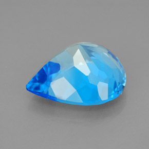 Topázio azul natural 7,72ct, formato de pêra, VVS