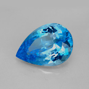 Topázio azul natural 7,87ct, formato de pêra, VVS