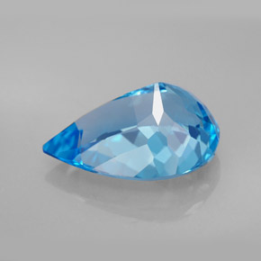Topázio azul natural 7,87ct, formato de pêra, VVS