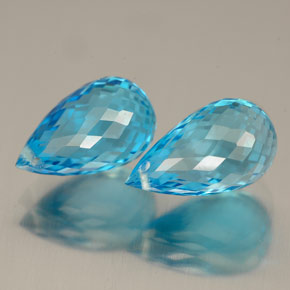 Pedras preciosas de topázio azul natural de  ct, briolete, VVS