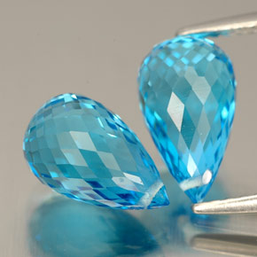 Pedras preciosas de topázio azul natural de  ct, briolete, VVS