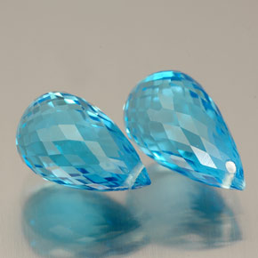 Pedras preciosas de topázio azul natural de  ct, briolete, VVS