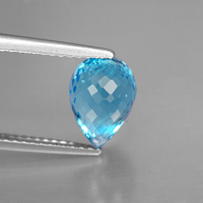 Topázio azul natural 3,18ct, briolete, VVS