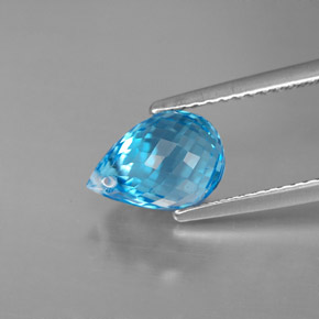 Topázio azul natural 3,18ct, briolete, VVS