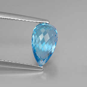 Topázio azul natural 2,91ct, briolete, VVS