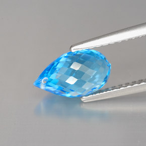 Topázio azul natural 2,51ct, briolete, VVS