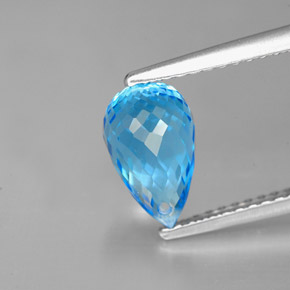 Topázio azul natural 2,43ct, briolete, VVS