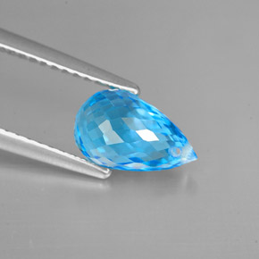 Topázio azul natural 2,43ct, briolete, VVS