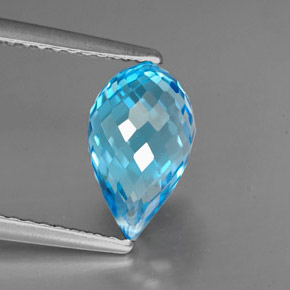 Topázio azul natural 2,75ct, briolete, VVS
