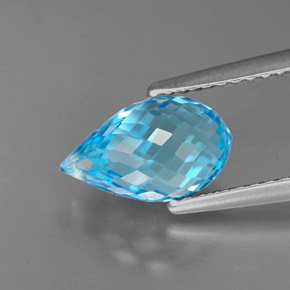 Topázio azul natural 2,75ct, briolete, VVS