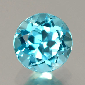 Topázio azul natural 1,12ct, corte redondo, IF