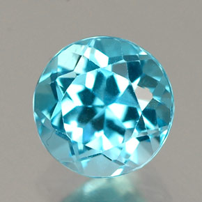 Topázio azul natural 1,12ct, corte redondo, IF