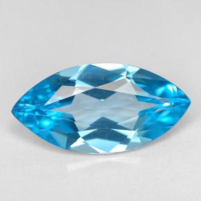 Topázio azul natural 5,63ct, marquise, IF