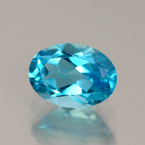Topázio azul natural 1,08ct, corte oval, VS