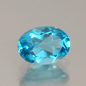Topázio azul natural 1,08ct, corte oval, VS