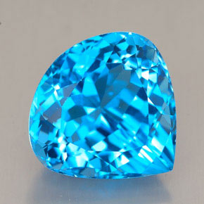 Topázio azul natural 12,17ct, formato de pêra, VVS