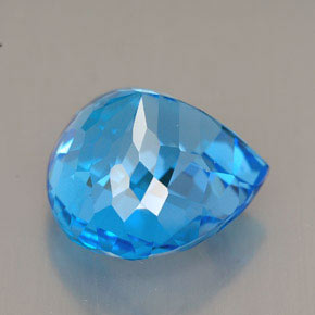 Topázio azul natural 12,38ct, formato de pêra, VVS