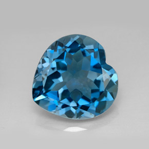 Topázio azul natural 12,92ct, formato de coração, VVS