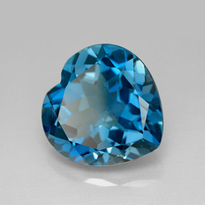 Topázio azul natural 12,92ct, formato de coração, VVS