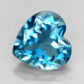 Topázio azul natural 4,14ct, formato de coração, IF