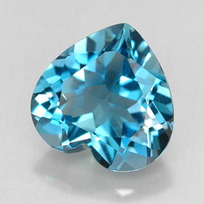 Topázio azul natural 4,14ct, formato de coração, IF