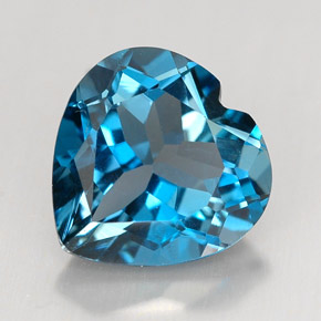 Topázio azul natural 4,12ct, formato de coração, VVS