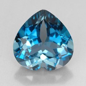 Topázio azul natural 4,12ct, formato de coração, VVS