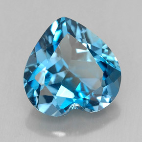 Topázio azul natural 3,70ct, formato de coração, VVS
