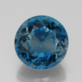 Topázio azul natural 5,84ct, corte redondo, VVS-VS