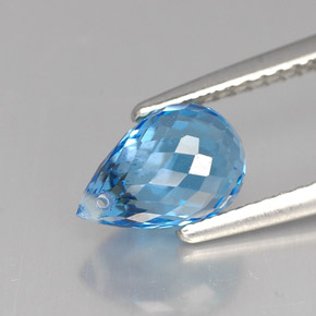Topázio azul natural 2,17ct, briolete, VVS