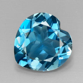 Topázio azul natural 8,02ct, formato de coração, VVS