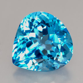 Topázio azul natural 7,44ct, formato de pêra, IF
