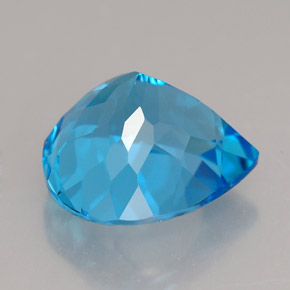 Topázio azul natural 7,44ct, formato de pêra, IF