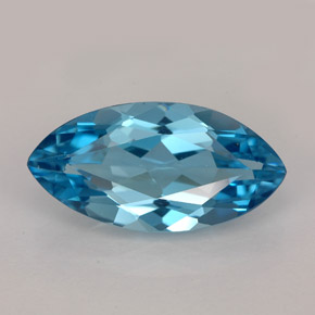 Topázio azul natural 6,65ct, marquise, VVS