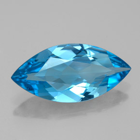 Topázio azul natural 5,13ct, marquise, VVS