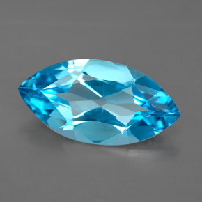 Topázio azul natural 5,75ct, marquise, VVS